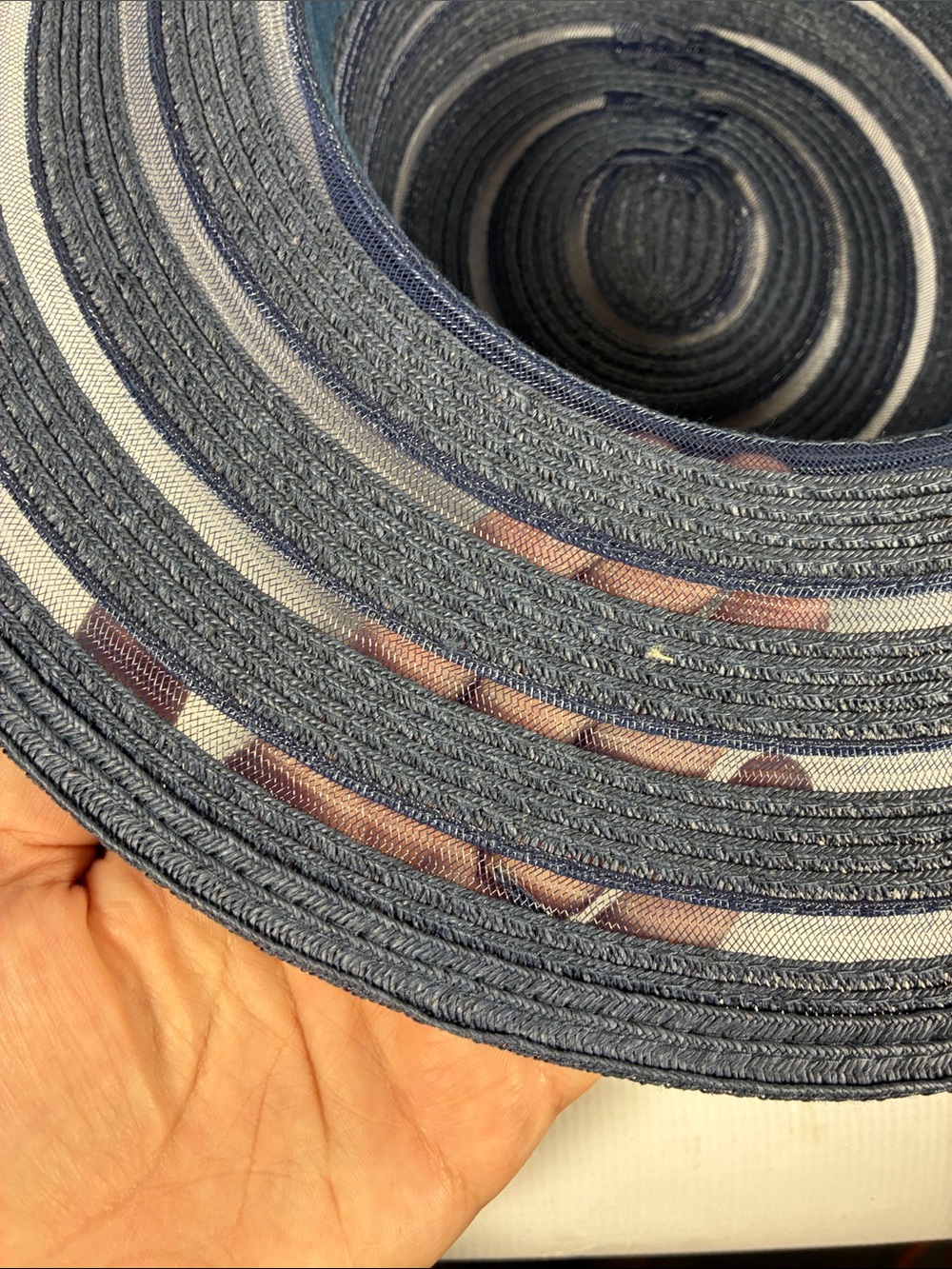 Nine West Navy Striped Wide-Brim Sun Hat - Picture 10 of 10